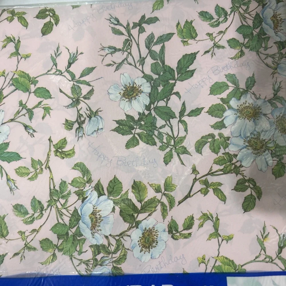 12 Packs of  Vintage Gift Wrapping Paper Forget Me Not Botanical Cottagecore